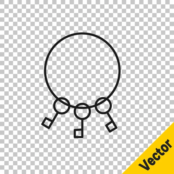 Schwarze Linie Schlüsselbund Symbol Isoliert Auf Transparentem Hintergrund Vektorillustration — Stockvektor