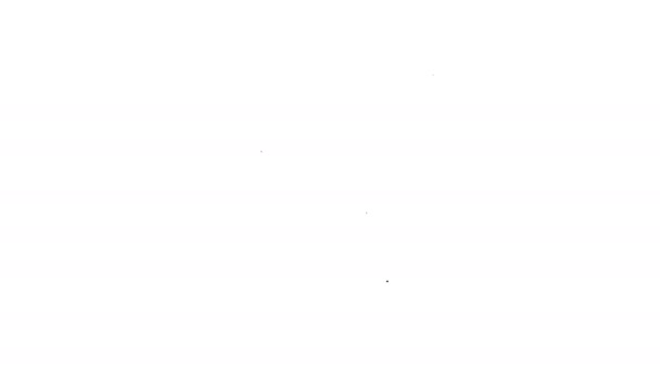 Línea negra Icono de etiqueta médica del hospital cruzado aislado sobre fondo blanco. Primeros auxilios. Símbolo de diagnóstico. Signo de medicina y farmacia. Animación gráfica de vídeo 4K — Vídeos de Stock