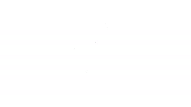 Línea negra Botella médica con spray de boquilla para el tratamiento de enfermedades de la nariz y la garganta icono aislado sobre fondo blanco. Animación gráfica de vídeo 4K — Vídeos de Stock