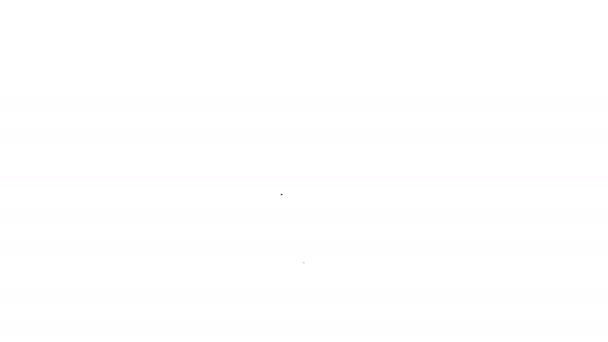 Ligne noire Pointeur de carte médicale avec icône de l'hôpital croisé isolé sur fond blanc. Animation graphique de mouvement vidéo 4K — Video