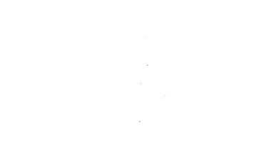 Siyah çizgi listesindeki pano ve tenis topu simgesi beyaz arkaplanda izole edildi. Spor malzemeleri. 4K Video hareketli grafik canlandırması