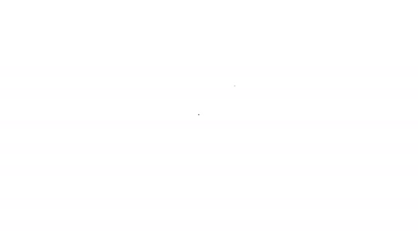 Línea negra Icono de lanzadera de bádminton aislado sobre fondo blanco. Equipamiento deportivo. Animación gráfica de vídeo 4K — Vídeos de Stock
