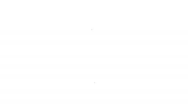 白の背景に隔離されたブラックラインフィットネスシェーカーアイコン。ウォーターやタンパク質カクテル用の蓋付きスポーツシェーカーボトル。4Kビデオモーショングラフィックアニメーション — ストック動画