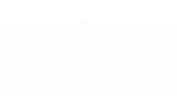 Černá čára raketa pro hraní stolního tenisu ikona izolované na bílém pozadí. Grafická animace pohybu videa 4K — Stock video