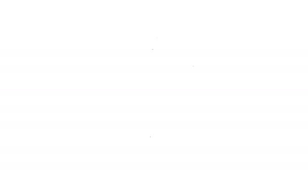 Zwarte lijn Golf vlag pictogram geïsoleerd op witte achtergrond. Golfuitrusting of toebehoren. 4K Video motion grafische animatie — Stockvideo