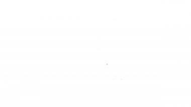 Siyah çizgi kahve kitabı ikonu beyaz arkaplanda izole edilmiş. 4K Video hareketli grafik canlandırması