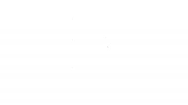 Siyah çizgi kahve kitabı ikonu beyaz arkaplanda izole edilmiş. 4K Video hareketli grafik canlandırması