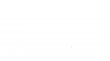 Siyah çizgi banyo ölçekli simge beyaz arka planda izole edildi. Ağırlık ölçme ekipmanı. Ağırlık ölçeği spor konsepti. 4K Video hareketli grafik canlandırması