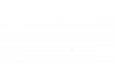 Beyaz arka planda izole edilmiş siyah çizgi geleneksel kızılderili çadırı ya da wigwam simgesi. Kızılderili çadırı. 4K Video hareketli grafik canlandırması