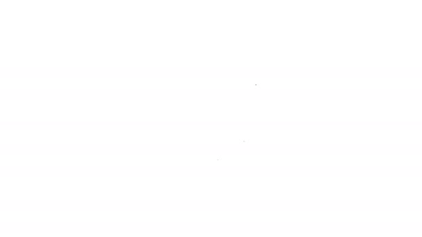 Raquete de linha preta para jogar tênis de mesa ícone isolado no fundo branco. Animação gráfica em movimento de vídeo 4K — Vídeo de Stock