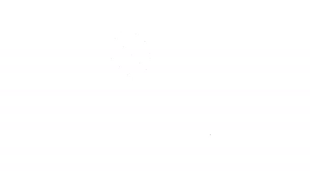 Černá čára Tenisová raketa ikona izolované na bílém pozadí. Sportovní vybavení. Grafická animace pohybu videa 4K — Stock video