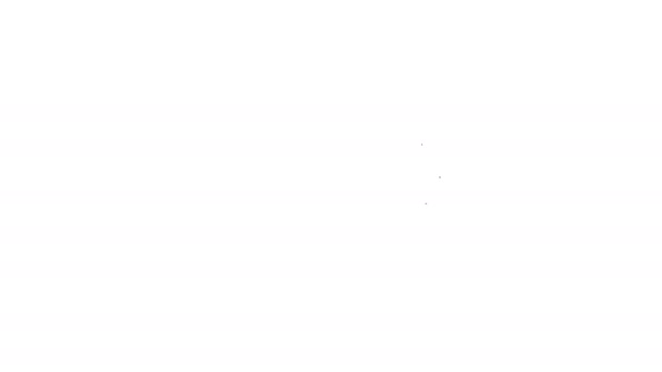 Μαύρη γραμμή Hotdog σάντουιτς εικονίδιο απομονώνονται σε λευκό φόντο. Εικονίδιο λουκάνικου. Σημάδι γρήγορου φαγητού. 4K Γραφική κίνηση κίνησης βίντεο — Αρχείο Βίντεο