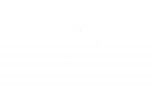 Czarna linia Ikona kasku rowerowego izolowana na białym tle. Ekstremalny sport. Urządzenia sportowe. 4K Animacja graficzna ruchu wideo — Wideo stockowe