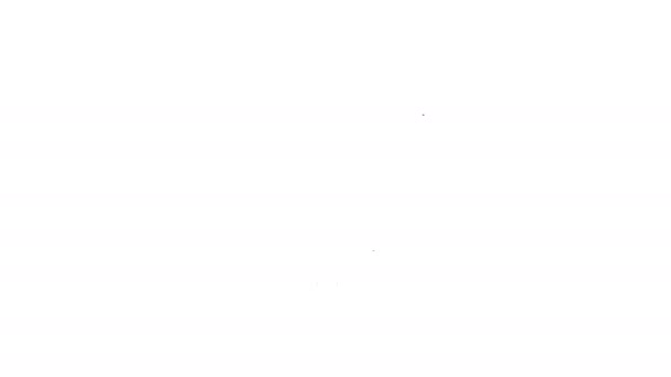 Черная линия Боксерская перчатка значок изолирован на белом фоне. Видеографическая анимация 4K — стоковое видео