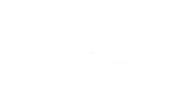 Черная линия Дрон летающий значок изолирован на белом фоне. Вертолет с видео- и фотокамерой. Видеографическая анимация 4K — стоковое видео