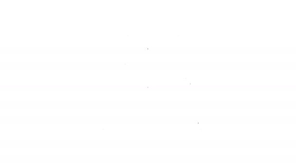 黒い線白い背景に隔離されたスノーモービルのアイコン。スノーモービルの標識だ。極端なスポーツだ。4Kビデオモーショングラフィックアニメーション — ストック動画
