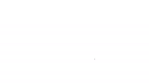 Černá čára Sklenice whisky a kostky ledu ikona izolované na bílém pozadí. Grafická animace pohybu videa 4K — Stock video