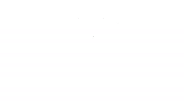 Ligne noire Vin icône tire-bouchon isolé sur fond blanc. Animation graphique de mouvement vidéo 4K — Video