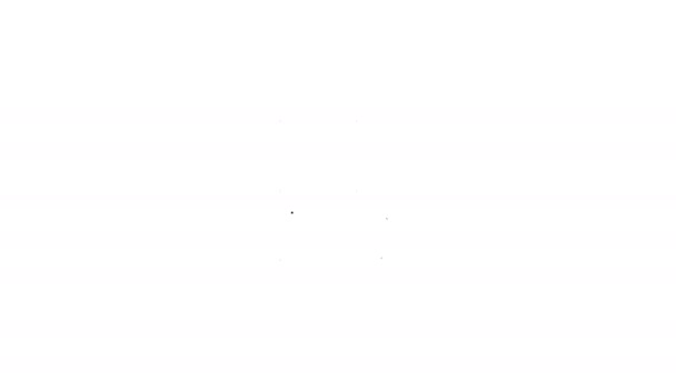 Línea negra Píldoras en blister icono del envase aislado sobre fondo blanco. Paquete médico para tabletas, vitaminas, antibióticos, aspirina. Animación gráfica de vídeo 4K — Vídeos de Stock