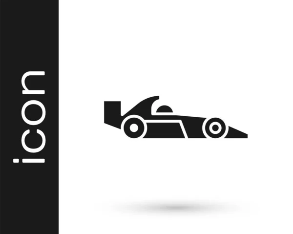 Ícone Carro Corrida Fórmula Cinza Isolado Fundo Branco Ilustração Vetorial —  Vetores de Stock
