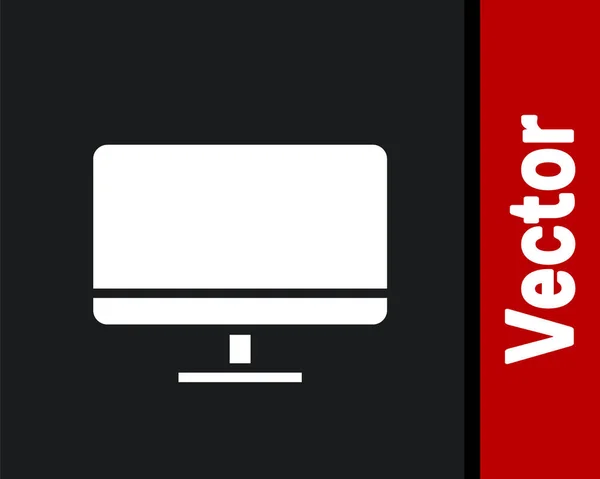 Weißes Bildschirm Symbol Auf Schwarzem Hintergrund Elektronisches Gerät Frontansicht Vektorillustration — Stockvektor