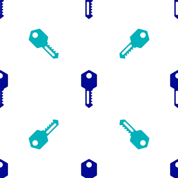 Μπλε House Εικονίδιο Κλειδί Απομονωμένη Αδιάλειπτη Μοτίβο Λευκό Φόντο Εικονογράφηση — Διανυσματικό Αρχείο