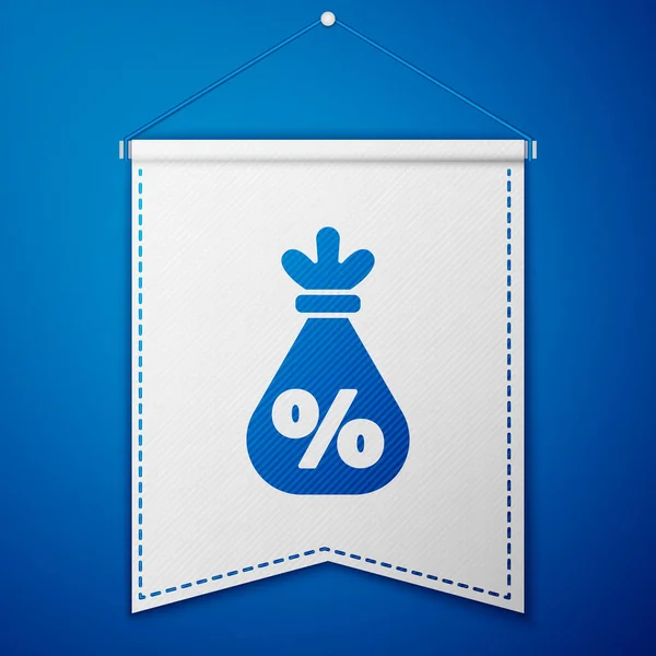 Kék Pénzeszsák Százalékos Ikonnal Kék Háttérrel Készpénz Banking Pénznem Jel — Stock Vector