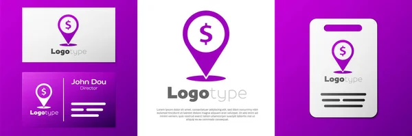 Logotipo Icono Pin Ubicación Efectivo Aislado Sobre Fondo Blanco Puntero — Vector de stock