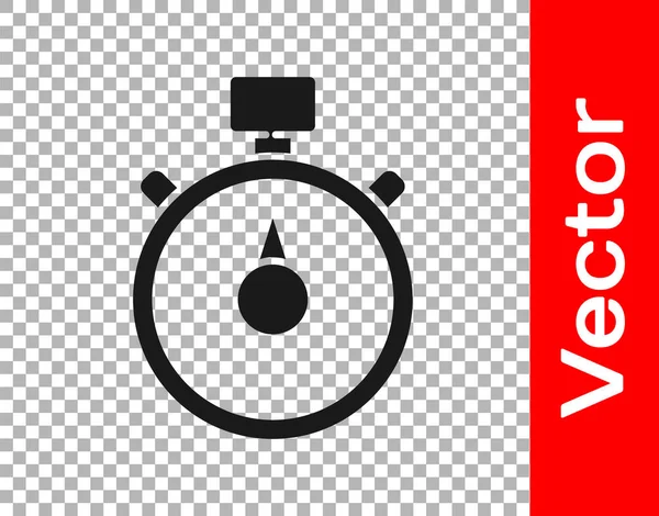 Schwarzes Stoppuhr Symbol Isoliert Auf Transparentem Hintergrund Zeitzeichen Chronometerzeichen Vektorillustration — Stockvektor