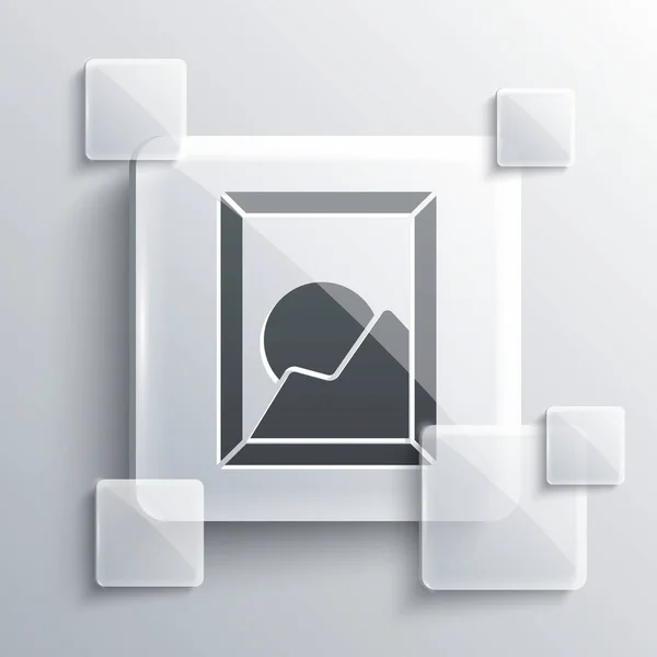 Grau Bild Landschaft Symbol Isoliert Auf Grauem Hintergrund Quadratische Glasscheiben — Stockvektor