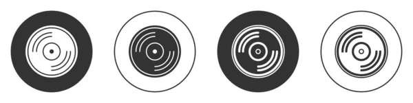 Svart Vinyl Diskikon Isolerad Vit Bakgrund Cirkelknappen Vektor Illustration — Stock vektor