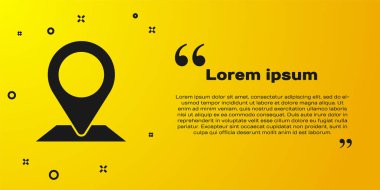 Siyah Harita iğne simgesi sarı arkaplanda izole edildi. Navigasyon, işaret, konum, harita, GPS, yön, yer, pusula, arama konsepti. Vektör İllüstrasyonu
