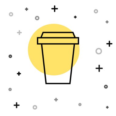 Siyah çizgi kahve fincanı beyaz arka planda izole edilmiş bir ikon haline gelecek. Rastgele dinamik şekiller. Vektör İllüstrasyonu