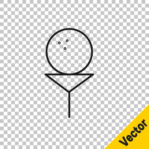 Черная Линия Мяч Гольфа Значок Tee Изолированы Прозрачном Фоне Векторная — стоковый вектор