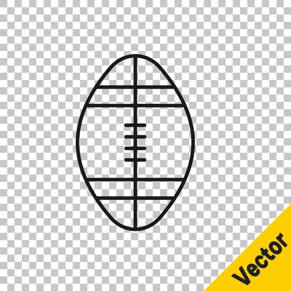 Ligne Noire Icône Balle Rugby Isolé Sur Fond Transparent Illustration — Image vectorielle