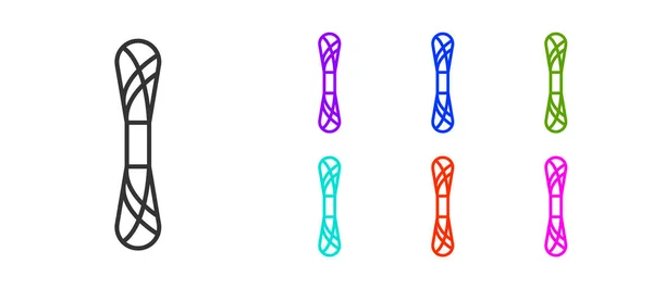 Zwarte Lijn Garen Pictogram Geïsoleerd Witte Achtergrond Etiket Voor Handgemaakte — Stockvector