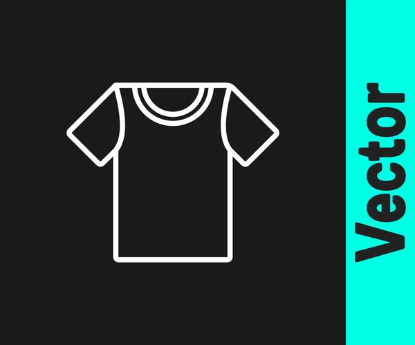 Ícone Camiseta Linha Branca Isolado Fundo Preto Ilustração Vetorial — Vetor de Stock