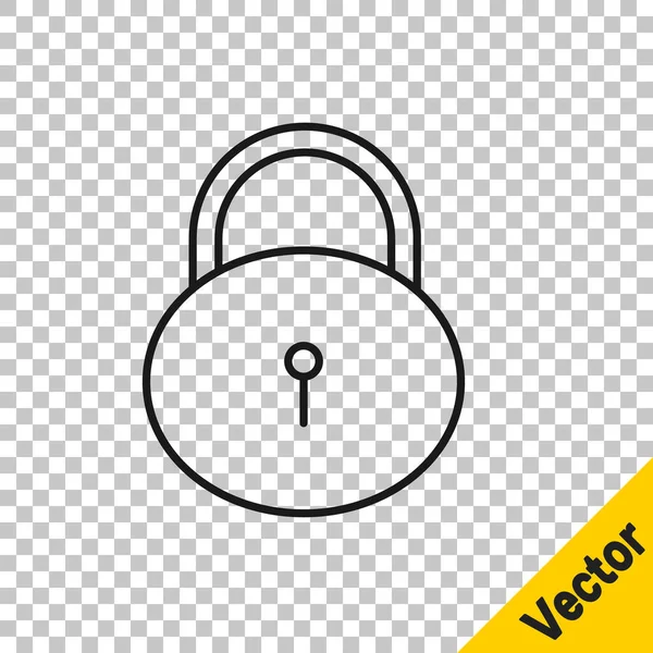 Icono Bloqueo Línea Negra Aislado Sobre Fondo Transparente Señal Candado — Vector de stock