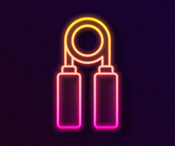 Glowing neon line Sport expander icon isolated on black background. Sport equipment. Vector Illustration — Stock Illustration Glowing Neon Line Sport Expander Icon Isolated Black Background Sport Stock Illustration