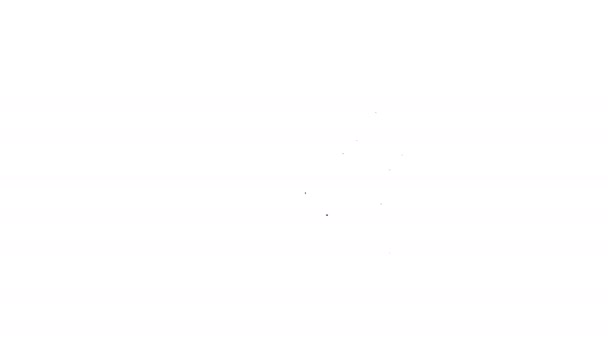 Línea negra Maíz en el icono del saco aislado sobre fondo blanco. Maíz en una bolsa de lona. Mercado de agricultores. Animación gráfica de vídeo 4K — Vídeo de stock