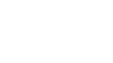 Beyaz arka planda siyah çizgi bahçe hortumu ya da yangın hortumu ikonu var. Sprey tabanca ikonu. Su ekipmanları. 4K Video hareketli grafik canlandırması