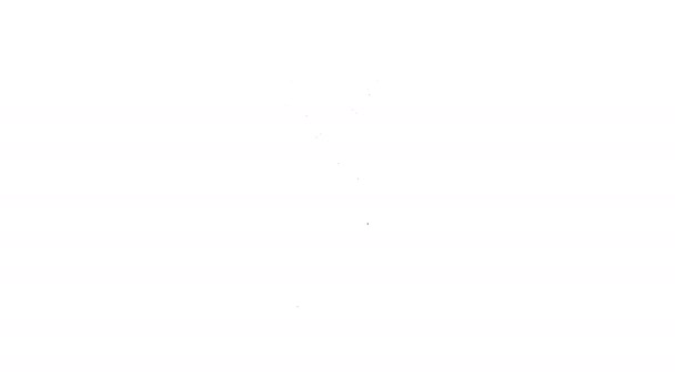Чорна лінія Рослина в значку горщика ізольована на білому тлі. Рослина росте в горщику. Знак рослини з горщиками. 4K Відео рух графічна анімація — стокове відео