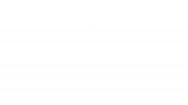 Línea negra Flor en maceta icono aislado sobre fondo blanco. Planta creciendo en una maceta. Signo de planta en maceta. Animación gráfica de vídeo 4K — Vídeo de stock