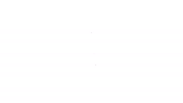 Linha preta Ícone de ancinho de jardim isolado no fundo branco. Ferramenta para horticultura, agricultura, agricultura. Cultivador terrestre. Animação gráfica em movimento de vídeo 4K — Vídeo de Stock