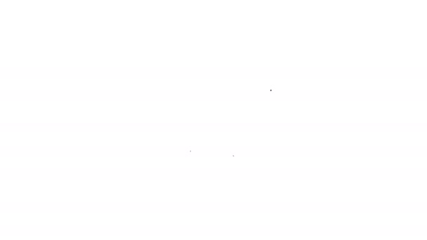 Černá linka Online realitní dům na notebooku ikonu izolované na bílém pozadí. Koncept úvěru na bydlení, nájem, koupě, koupě nemovitosti. Grafická animace pohybu videa 4K — Stock video