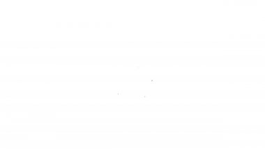 Siyah çizgi çevrimiçi video simgesi beyaz arkaplanda izole edildi. Dizüstü bilgisayar ve oyun işaretli film şeridi. 4K Video hareketli grafik canlandırması