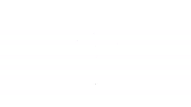 Schwarze Linie Stoppuhr Symbol isoliert auf weißem Hintergrund. Zeitzeichen. Chronometerzeichen. 4K Video Motion Grafik Animation — Stockvideo