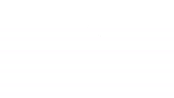 Línea negra Icono de básculas de baño aislado sobre fondo blanco. Medida de peso Equipo. Peso Escala fitness concepto deportivo. Animación gráfica de vídeo 4K — Vídeos de Stock