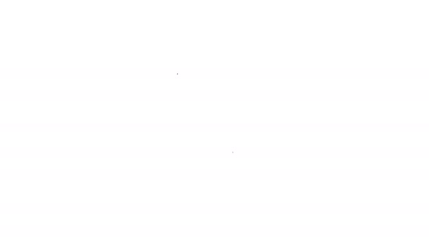 白い背景に隔離されたティーアイコン上のブラックラインゴルフボール。4Kビデオモーショングラフィックアニメーション — ストック動画