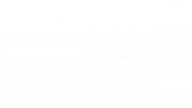 Beyaz arkaplanda siyah çizgi işlemeli halka simgesi izole edildi. Nakış için iplik ve iğne. 4K Video hareketli grafik canlandırması